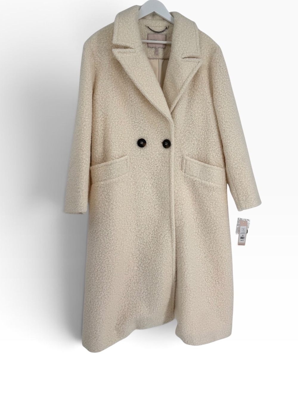 BCBGeneration Cream Coat NWT Boucle Pockets Long Lined Winter Size XXL (2X)